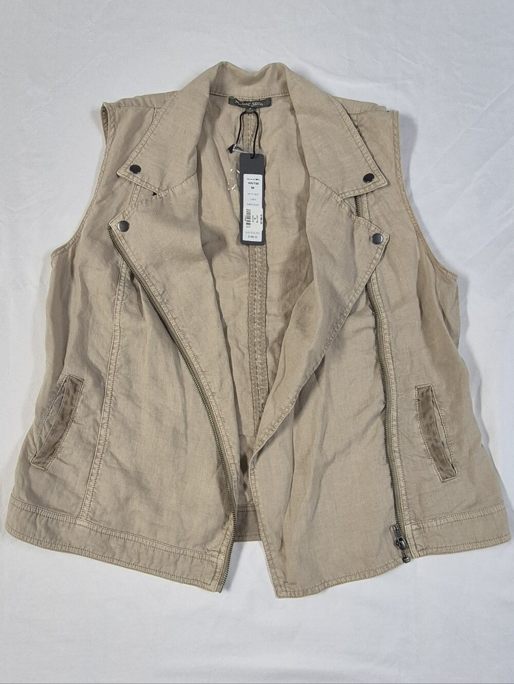 Michael Stars Sand Dune Moto Vest Size Medium Sleeveless Zip Front